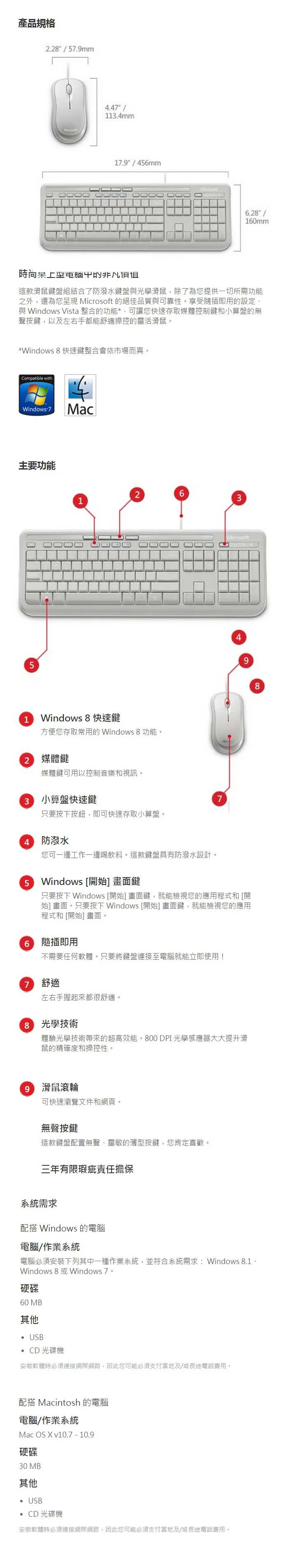 Microsoft 微軟標準滑鼠鍵盤組 600