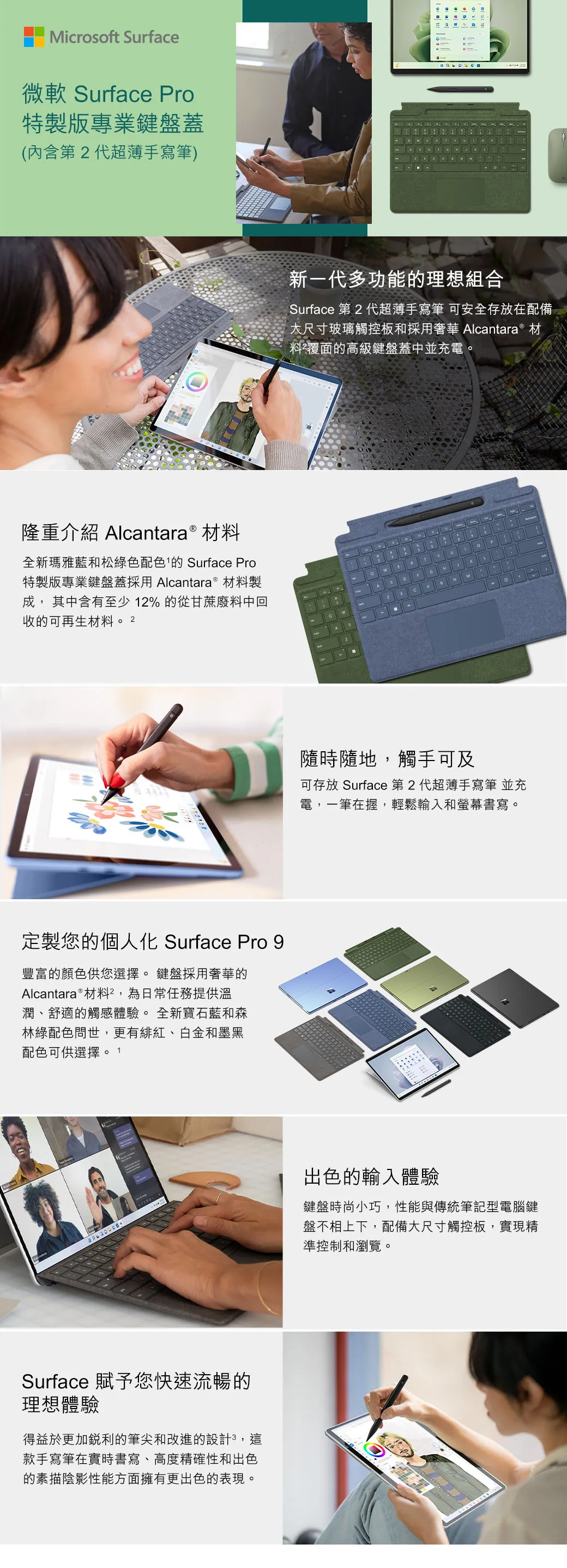 Surface Pro 特製版專業鍵盤蓋 (有筆有槽)